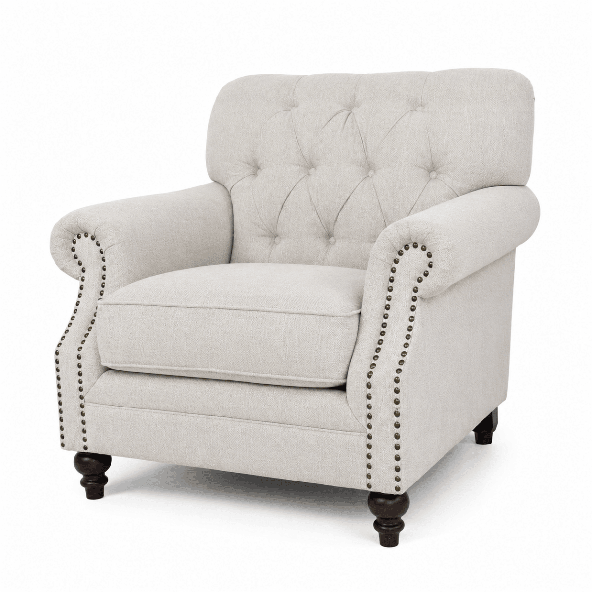 Classic 5-Seater 3+1+1 Tufted Fabric Sofa Set – Beige - Al Thahani Furniture
