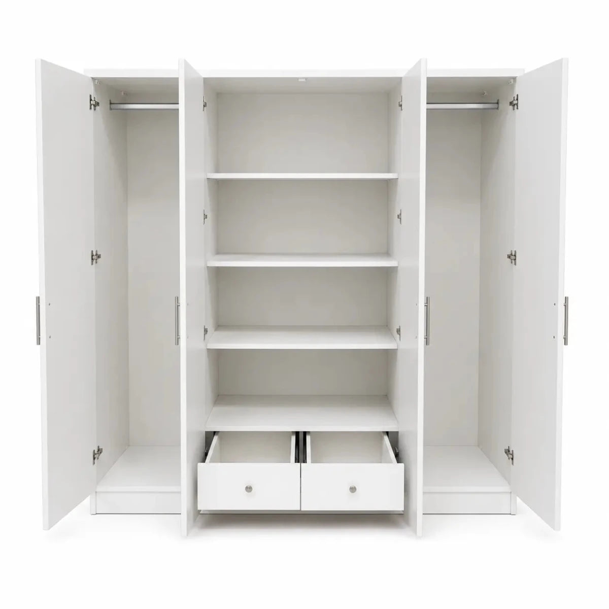 Classical 4-Door Wardrobe | White, Arched Panel Design - used 7 months - Al Thahani Furniture