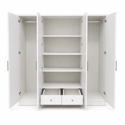 Classical 4-Door Wardrobe | White, Arched Panel Design - used 7 months - Al Thahani Furniture