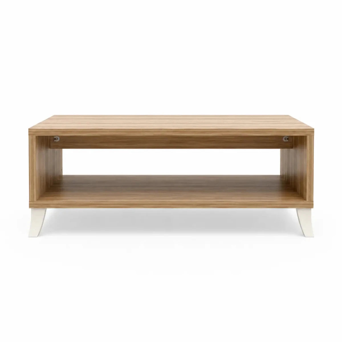 Coffee Table | Pine Brown & Off-White, Open Shelf - used 4 months - Al Thahani Furniture