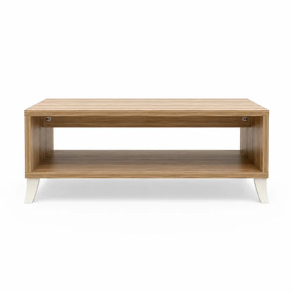 Coffee Table | Pine Brown & Off-White, Open Shelf - used 4 months - Al Thahani Furniture