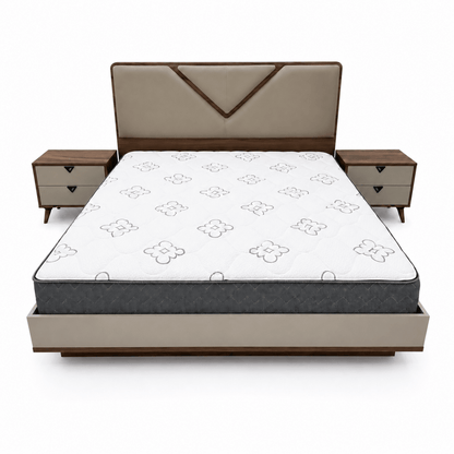 Complete Modern King Bedroom Set with Mattress, 6-Door Wardrobe &amp; Dressing Table - Al Thahani Furniture