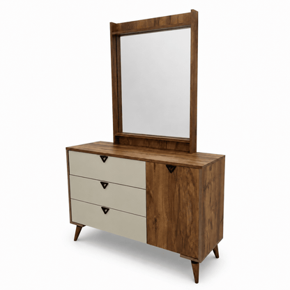 Complete Modern King Bedroom Set with Mattress, 6-Door Wardrobe &amp; Dressing Table - Al Thahani Furniture