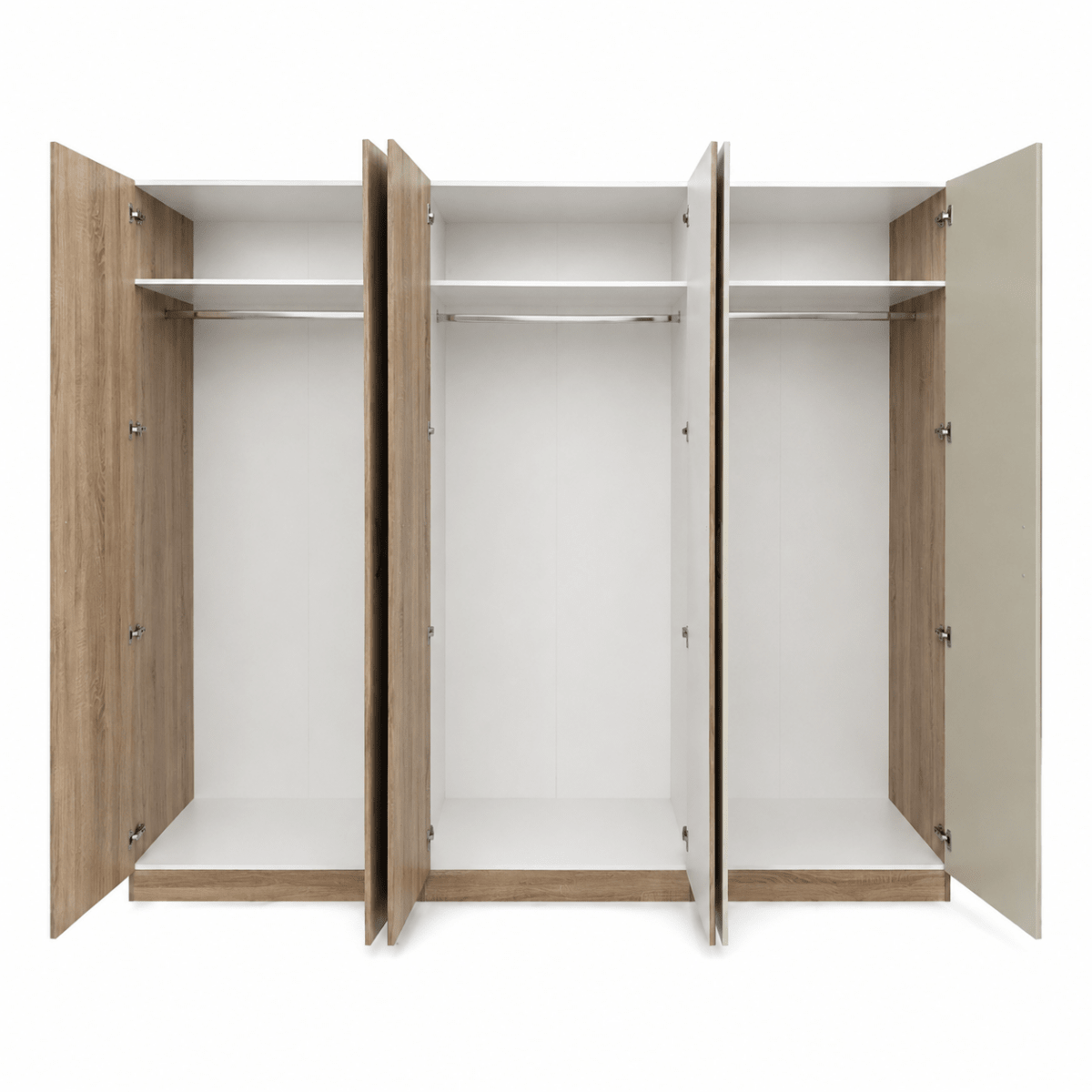Complete Modern King Bedroom Set with Mattress, 6-Door Wardrobe &amp; Dressing Table - Al Thahani Furniture