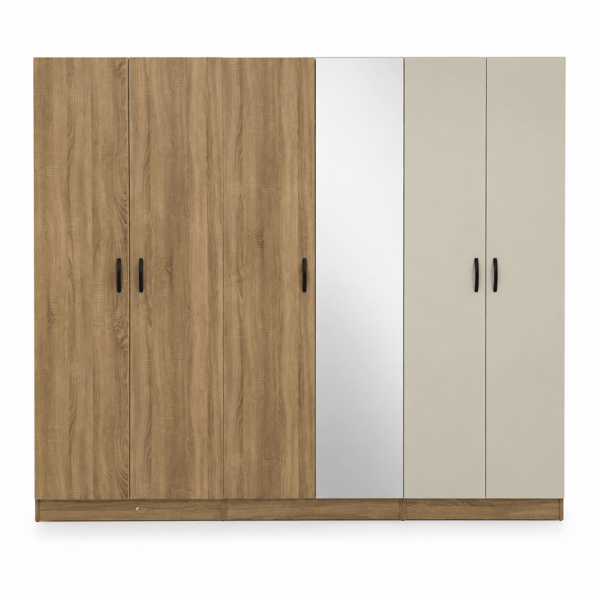 Complete Modern King Bedroom Set with Mattress, 6-Door Wardrobe &amp; Dressing Table - Al Thahani Furniture
