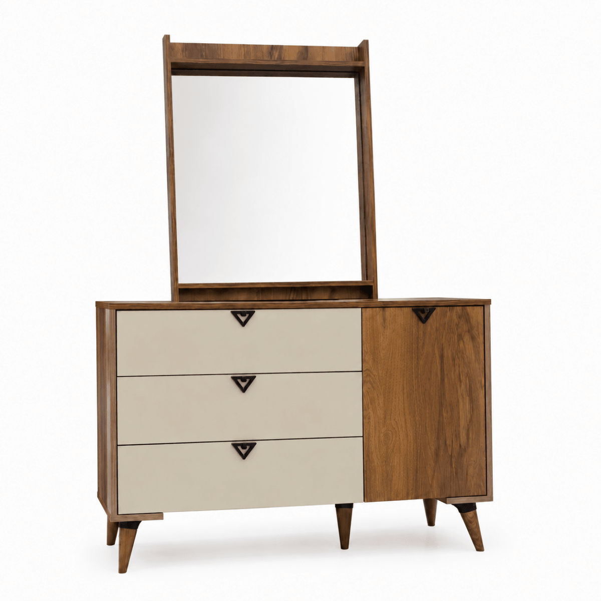 Complete Modern King Bedroom Set with Mattress, 6-Door Wardrobe &amp; Dressing Table - Al Thahani Furniture