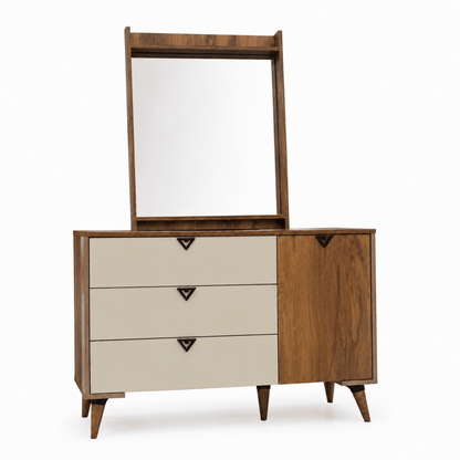 Complete Modern King Bedroom Set with Mattress, 6-Door Wardrobe &amp; Dressing Table - Al Thahani Furniture