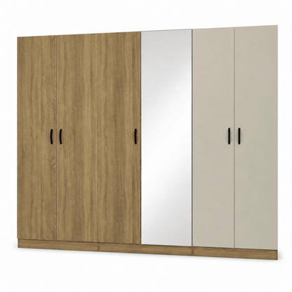 Complete Modern King Bedroom Set with Mattress, 6-Door Wardrobe &amp; Dressing Table - Al Thahani Furniture