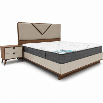 Complete Modern King Bedroom Set with Mattress, 6-Door Wardrobe &amp; Dressing Table - Al Thahani Furniture
