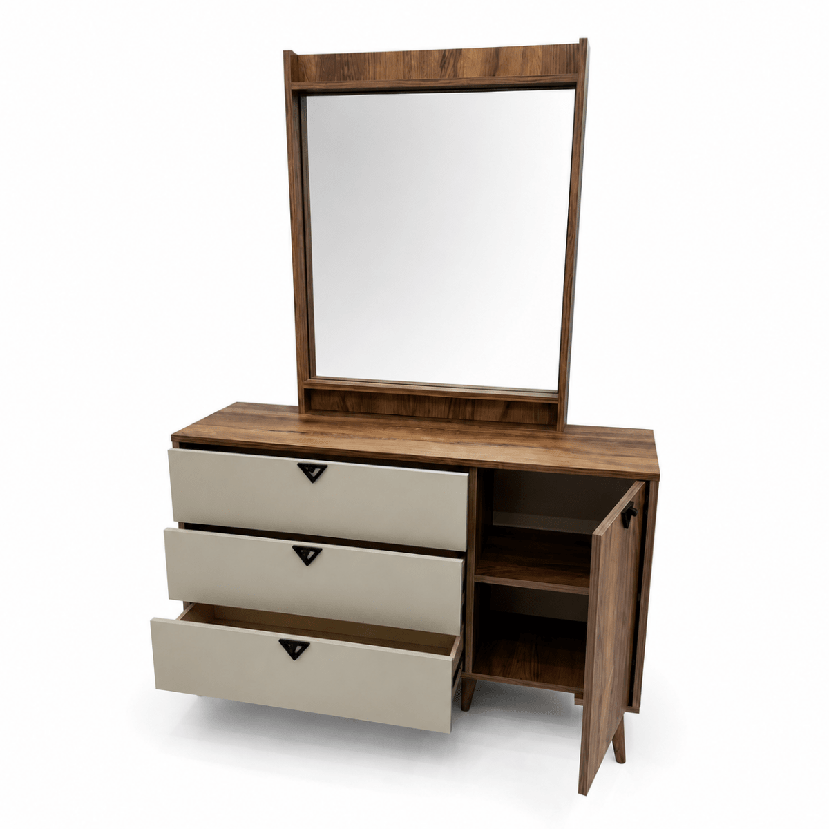 Complete Modern King Bedroom Set with Mattress, 6-Door Wardrobe &amp; Dressing Table - Al Thahani Furniture