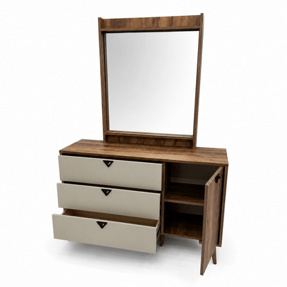 Complete Modern King Bedroom Set with Mattress, 6-Door Wardrobe &amp; Dressing Table - Al Thahani Furniture
