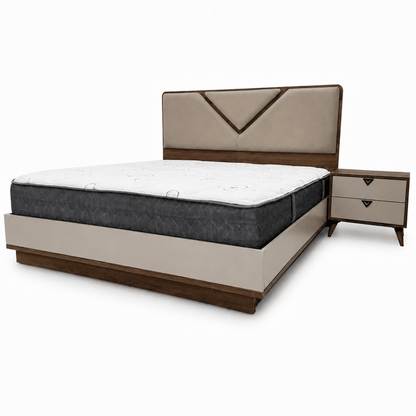 Complete Modern King Bedroom Set with Mattress, 6-Door Wardrobe &amp; Dressing Table - Al Thahani Furniture