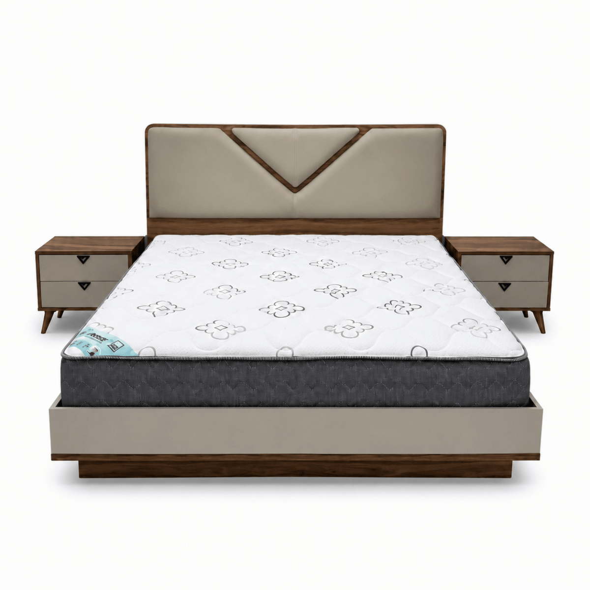 Complete Modern King Bedroom Set with Mattress, 6-Door Wardrobe &amp; Dressing Table - Al Thahani Furniture