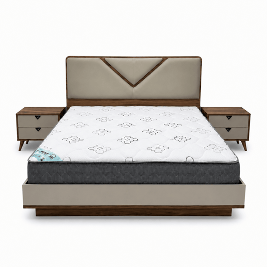 Complete Modern King Bedroom Set with Mattress, 6-Door Wardrobe &amp; Dressing Table - Al Thahani Furniture