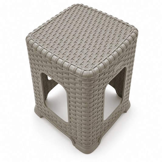 Cosmoplast Cedarattan High Stool – 29 × 29 × 45 cm – Grey - Al Thahani Furniture