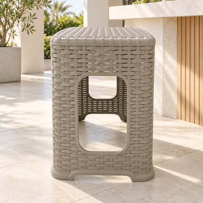 Cosmoplast Cedarattan High Stool – 29 × 29 × 45 cm – Grey - Al Thahani Furniture