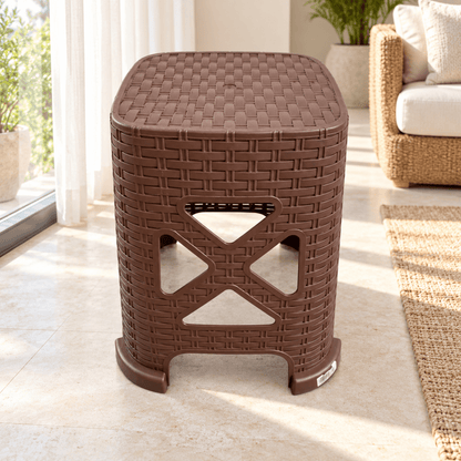 Cosmoplast Cedarattan High Stool – Dark Brown – 29 × 29 × 45 cm - Al Thahani Furniture