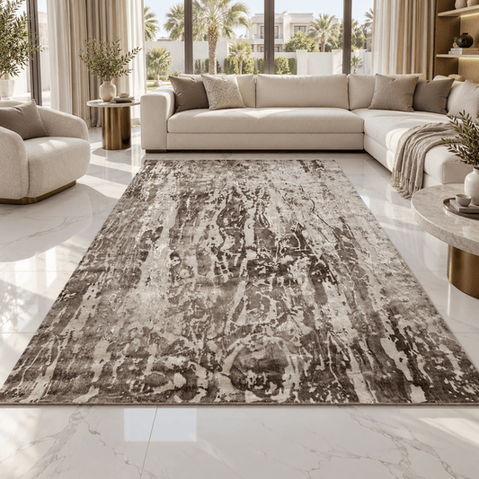 CROWN Modern Abstract Area Carpet – Brown & Beige – 300 × 440 cm - Al Thahani Furniture
