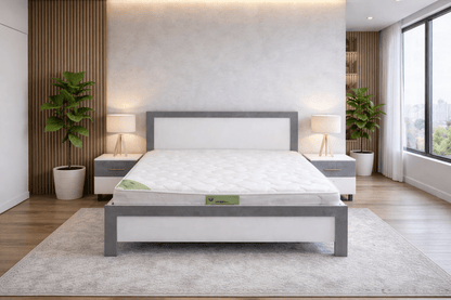 Customized 5 - Piece King Bedroom Set – White & Grey Modern Design – Dressing Table with Mirror & Ottoman Included – 180x200 cm – Brand New - althahanifurniture