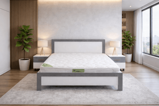 Customized 5 - Piece King Bedroom Set – White & Grey Modern Design – Dressing Table with Mirror & Ottoman Included – 180x200 cm – Brand New - althahanifurniture