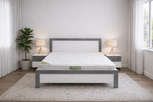 Customized 5 - Piece Queen Bedroom Set – White Panel Design – Solid Wood Wardrobe – Premium Mattress Included – 180x200 cm – Brand New - althahanifurniture
