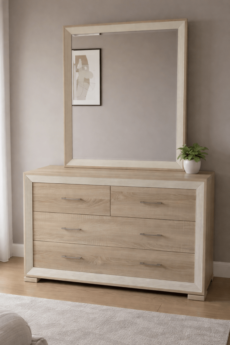 Customized King Bedroom Set – Integrated Tufted Headboard – Sonoma Oak Finish – 180x210 cm - althahanifurniture