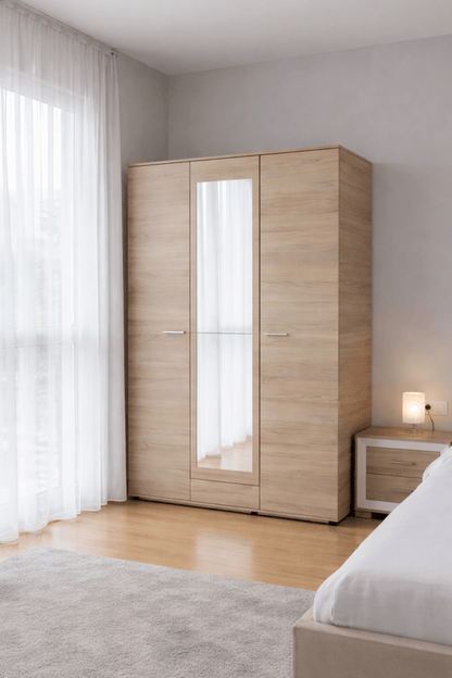 Customized King Bedroom Set – Integrated Tufted Headboard – Sonoma Oak Finish – 180x210 cm - althahanifurniture