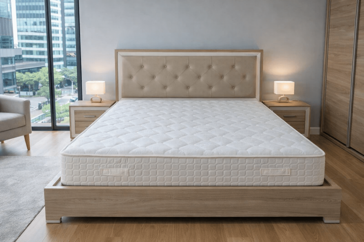 Customized King Bedroom Set – Integrated Tufted Headboard – Sonoma Oak Finish – 180x210 cm - althahanifurniture