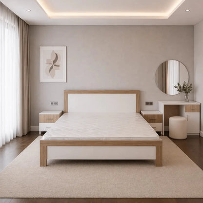 Customized Queen Bedroom Set – Modern White & Wood Design – 4 - Door Wardrobe Included – Brand New – 160x200 cm - Al Thahani Furniture
