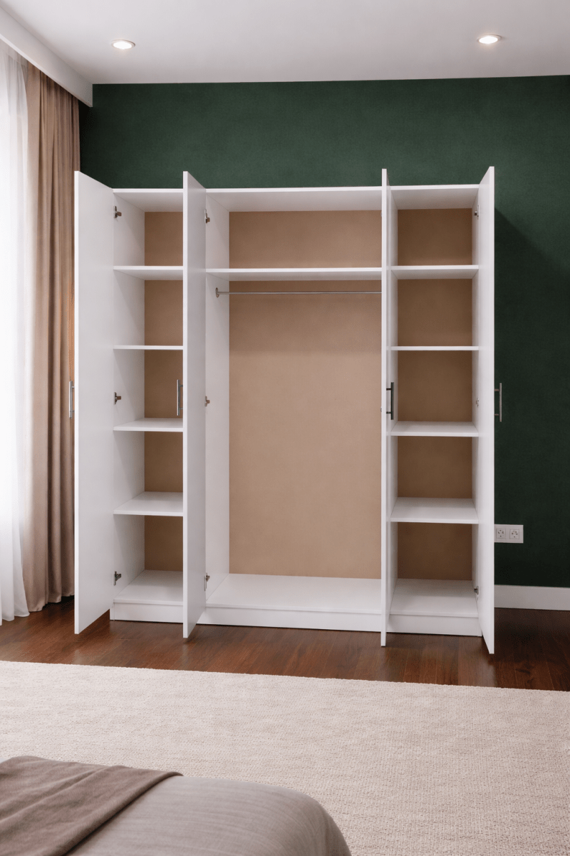 Customized Queen Bedroom Set – Modern White & Wood Design – 4 - Door Wardrobe Included – Brand New – 160x200 cm - althahanifurniture