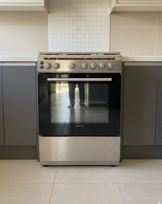 Daewoo 60 x 60 cm Freestanding Gas Cooker | 4 - Burner with Fan Oven - althahanifurniture