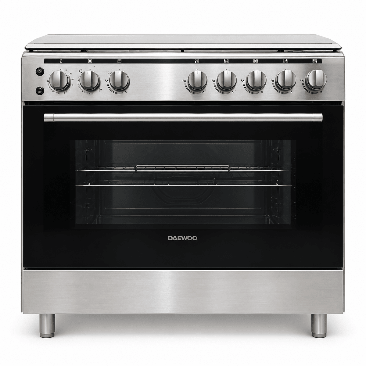 Daewoo DGC-S965M 90 cm 5-Burner Freestanding Gas Cooker – Stainless Steel - Al Thahani Furniture