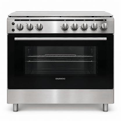 Daewoo DGC-S965M 90 cm 5-Burner Freestanding Gas Cooker – Stainless Steel - Al Thahani Furniture