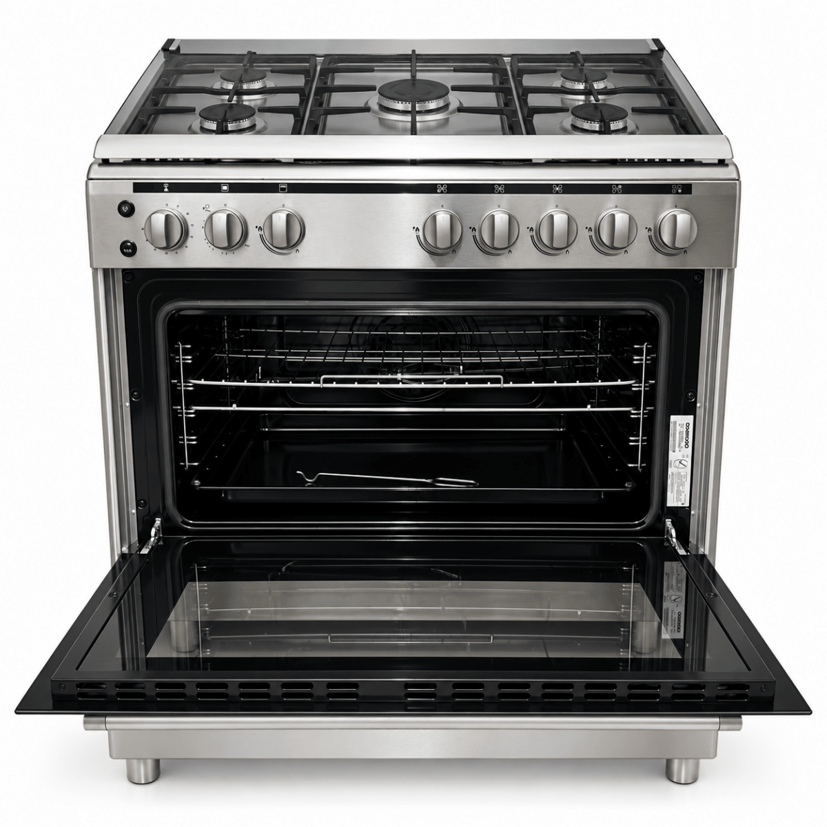 Daewoo DGC-S965M 90 cm 5-Burner Freestanding Gas Cooker – Stainless Steel - Al Thahani Furniture