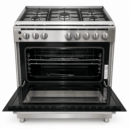 Daewoo DGC-S965M 90 cm 5-Burner Freestanding Gas Cooker – Stainless Steel - Al Thahani Furniture