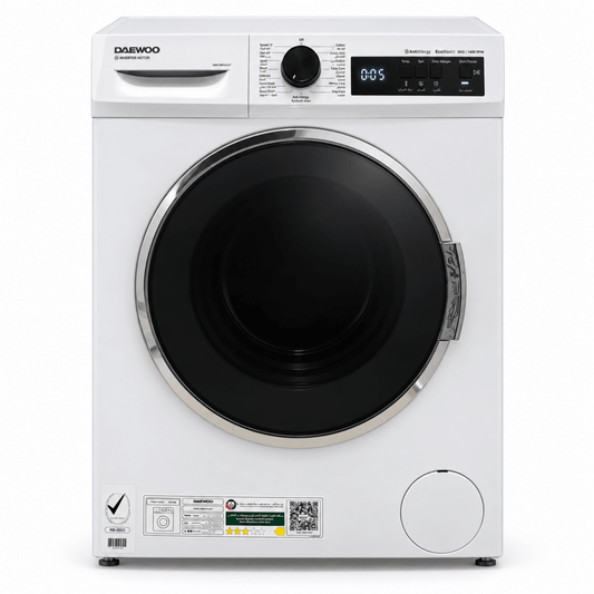 Daewoo DWD-9W1412IT 9KG Front Load Inverter Washing Machine – 1400 RPM – White - Al Thahani Furniture
