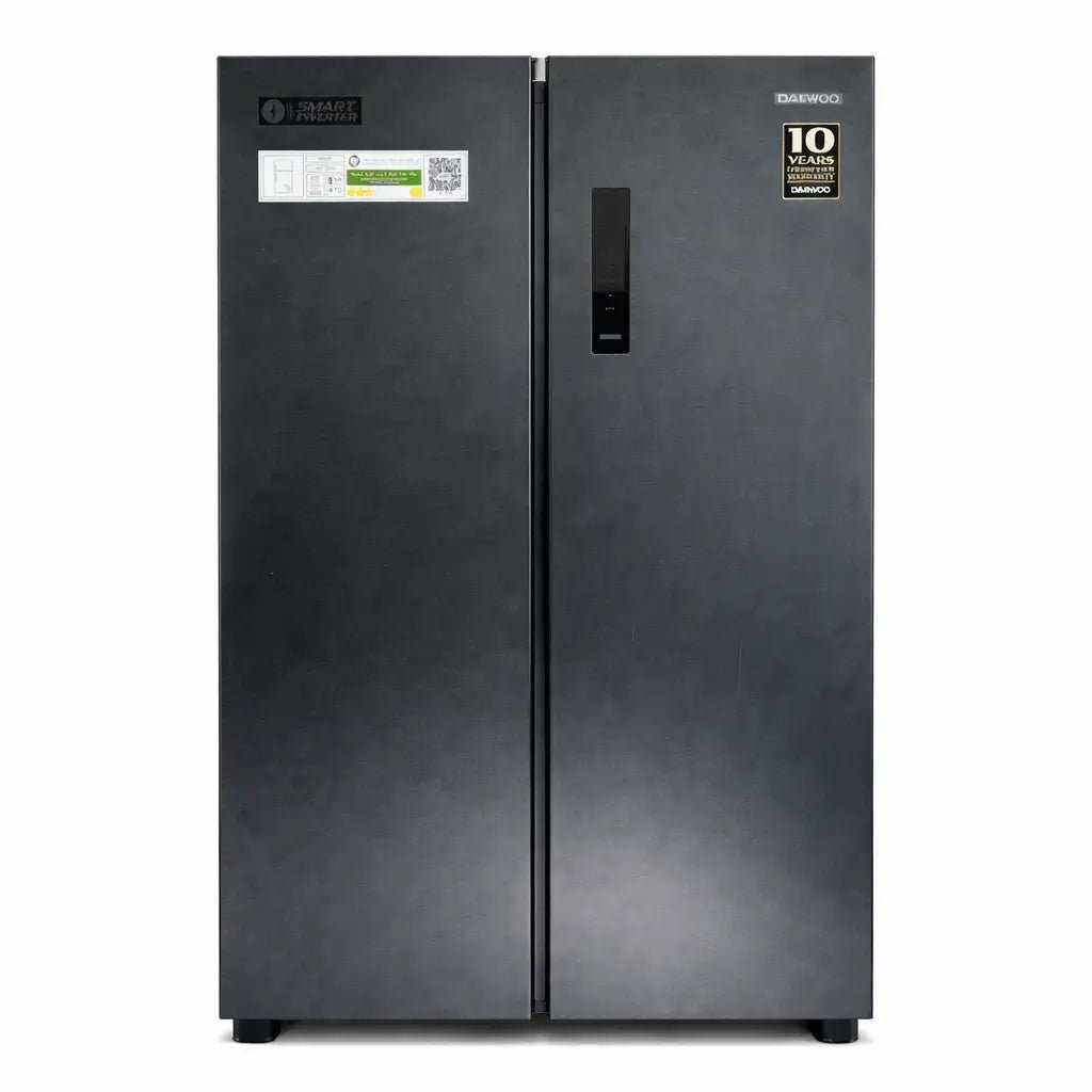 Daewoo Side - by - Side Fridge Freezer – 510L, Smart Inverter, No - Frost, Matte Black - althahanifurniture