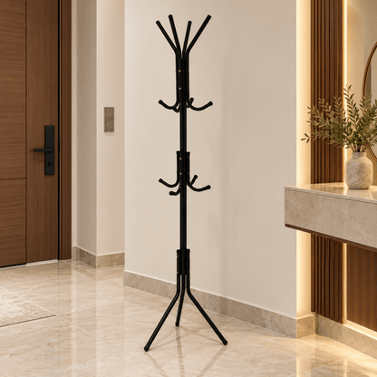 Danube Home 3-Tier Freestanding Metal Coat & Hat Stand – Black - Al Thahani Furniture