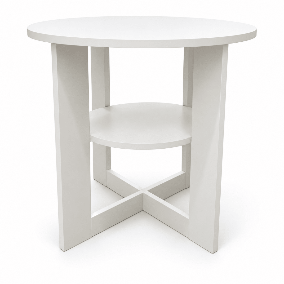 Danube Home Alba Round Side Table with Lower Shelf – 50 × 50 × 55 cm – White - Al Thahani Furniture
