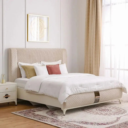 Danube Home Aloha King Bed Set | White/Gold, 180x200 cm, No Mattress - Al Thahani Furniture