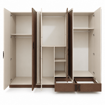Danube Home Aurelia King Storage Bedroom Set with Mattress – 180 × 200 cm – Cream, Walnut & Grey - Al Thahani Furniture