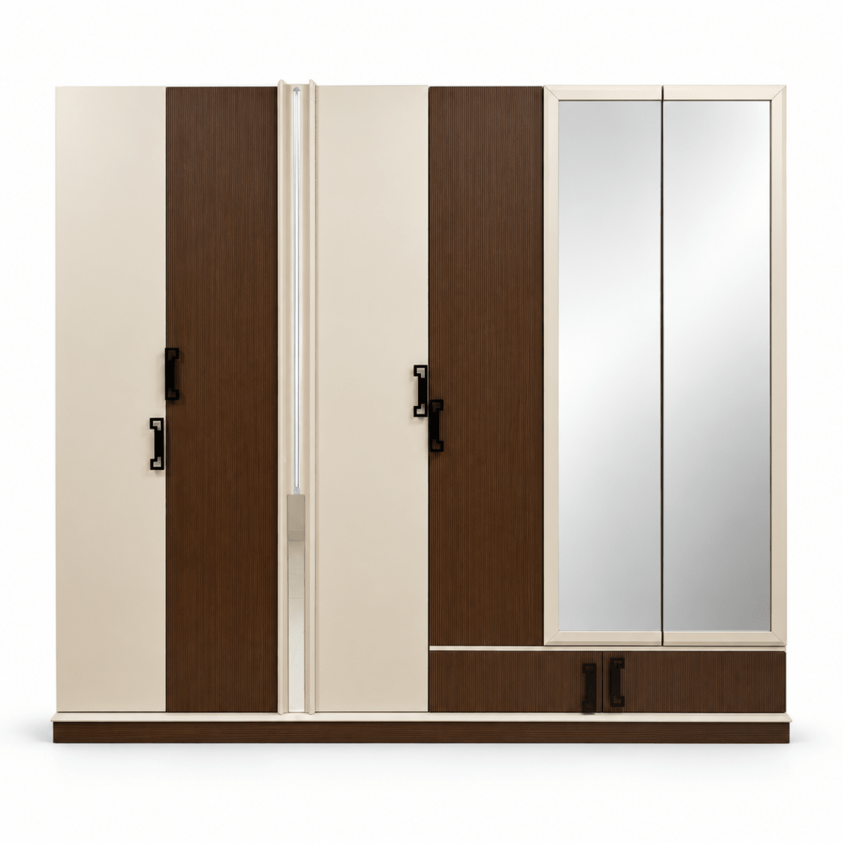 Danube Home Aurelia King Storage Bedroom Set with Mattress – 180 × 200 cm – Cream, Walnut & Grey - Al Thahani Furniture