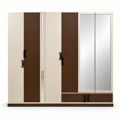 Danube Home Aurelia King Storage Bedroom Set with Mattress – 180 × 200 cm – Cream, Walnut & Grey - Al Thahani Furniture