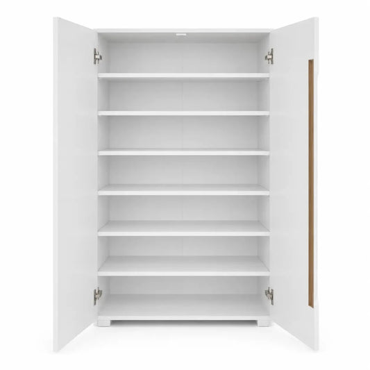 Danube Home Bill 2-Door Shoe Cabinet | White/Oak, 22 Pairs, 73x37x119 cm - used 3 months - Al Thahani Furniture