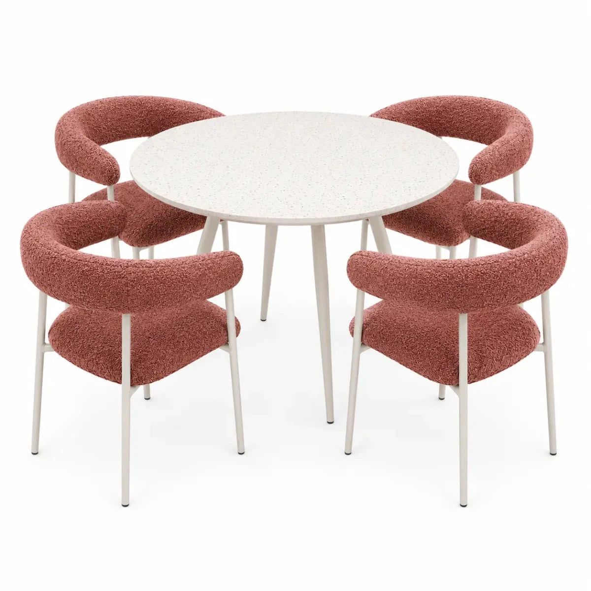 Danube Home Bravos 5-Piece Round Dining Set | White/Rust - used 5 months - Al Thahani Furniture
