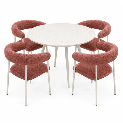 Danube Home Bravos 5-Piece Round Dining Set | White/Rust - used 5 months - Al Thahani Furniture
