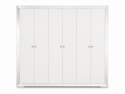 Danube Home Ezekiel 6-Door Wardrobe | White/Silver, 244.5x61.5x200 cm - Al Thahani Furniture