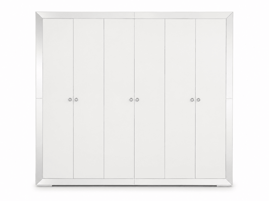 Danube Home Ezekiel 6-Door Wardrobe | White/Silver, 244.5x61.5x200 cm - Al Thahani Furniture