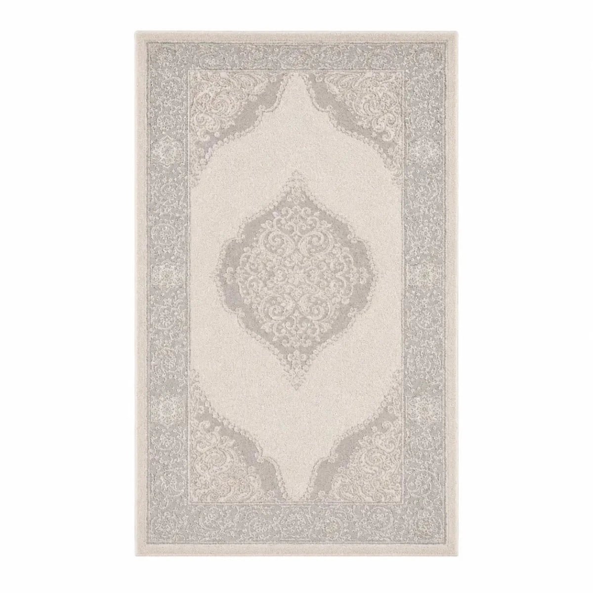 Danube Home Galeria Lux Classic Rug | Beige & White Medallion, 80x150 cm - used 4 months - Al Thahani Furniture