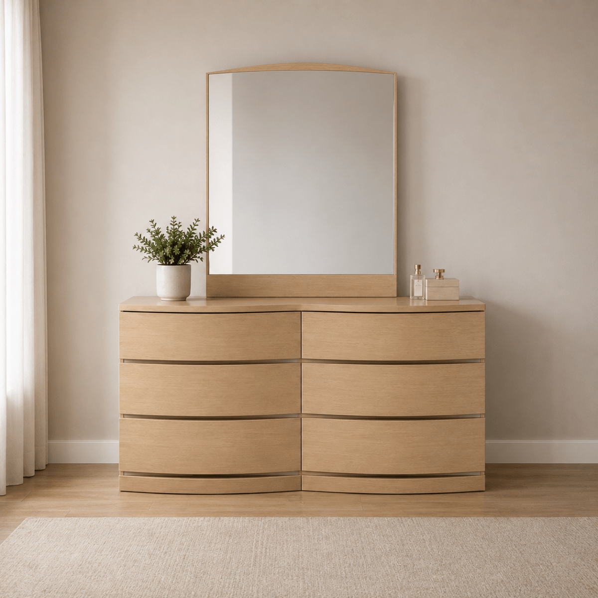 Danube Home Japandi King Bedroom Set without Mattress - used 6 months - Al Thahani Furniture